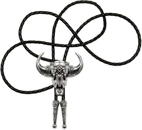 3D Silver Bull Skull head Bolo tie With Cowboy Western Style Necktie in Saudi Arabia