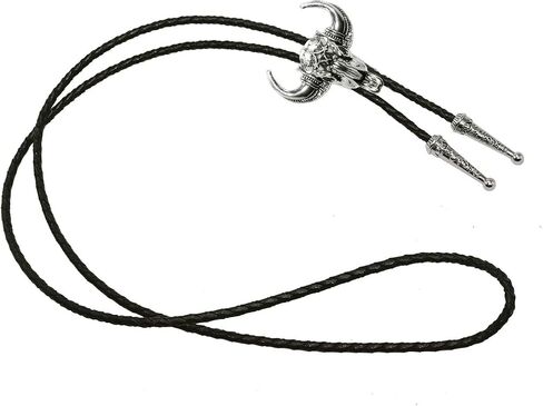 3D Silver Bull Skull head Bolo tie With Cowboy Western Style Necktie in Saudi Arabia