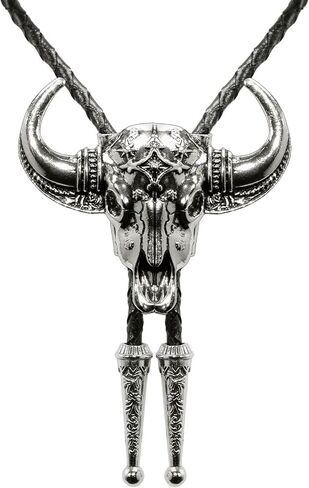 3D Silver Bull Skull head Bolo tie With Cowboy Western Style Necktie in Saudi Arabia