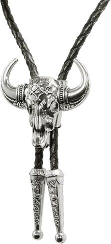3D Silver Bull Skull head Bolo tie With Cowboy Western Style Necktie in Saudi Arabia