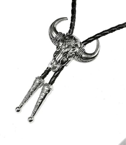 3D Silver Bull Skull head Bolo tie With Cowboy Western Style Necktie in Saudi Arabia