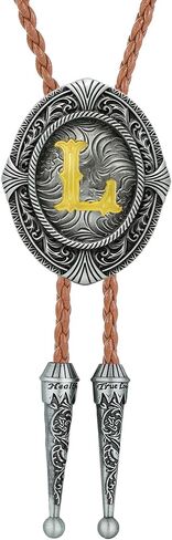 Btilasif Bolo Tie for Women Gold Initial Letter A-Z Leather Necktie Bolo Tie for Men Western Costume Cowboy Gifts in Kuwait