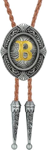 Btilasif Bolo Tie for Women Gold Initial Letter A-Z Leather Necktie Bolo Tie for Men Western Costume Cowboy Gifts in Saudi Arabia