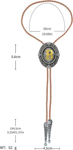 Btilasif Bolo Tie for Women Gold Initial Letter A-Z Leather Necktie Bolo Tie for Men Western Costume Cowboy Gifts in Saudi Arabia