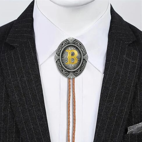 Btilasif Bolo Tie for Women Gold Initial Letter A-Z Leather Necktie Bolo Tie for Men Western Costume Cowboy Gifts in Saudi Arabia