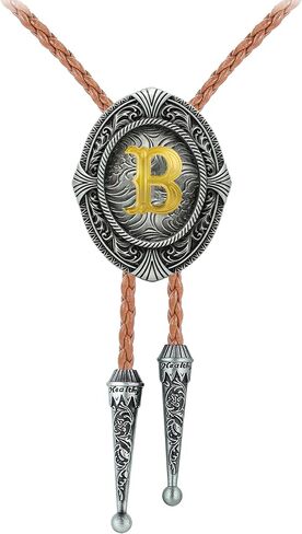 Btilasif Bolo Tie for Women Gold Initial Letter A-Z Leather Necktie Bolo Tie for Men Western Costume Cowboy Gifts in Saudi Arabia