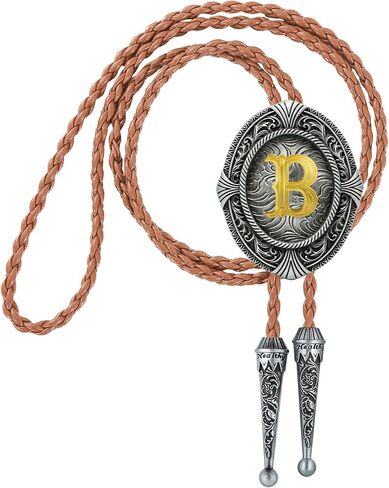 Btilasif Bolo Tie for Women Gold Initial Letter A-Z Leather Necktie Bolo Tie for Men Western Costume Cowboy Gifts in Saudi Arabia