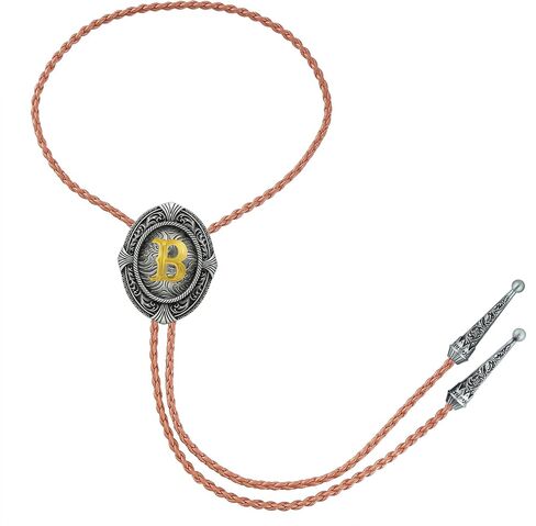 Btilasif Bolo Tie for Women Gold Initial Letter A-Z Leather Necktie Bolo Tie for Men Western Costume Cowboy Gifts in Saudi Arabia