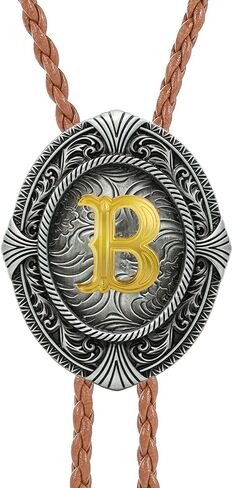 Btilasif Bolo Tie for Women Gold Initial Letter A-Z Leather Necktie Bolo Tie for Men Western Costume Cowboy Gifts in Saudi Arabia
