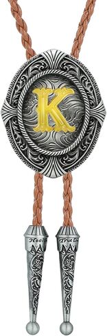 Btilasif Bolo Tie for Women Gold Initial Letter A-Z Leather Necktie Bolo Tie for Men Western Costume Cowboy Gifts in Saudi Arabia