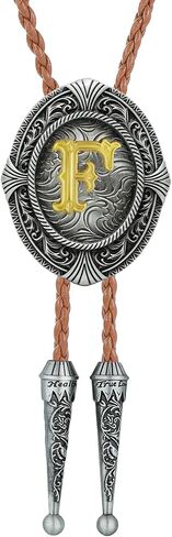 Btilasif Bolo Tie for Women Gold Initial Letter A-Z Leather Necktie Bolo Tie for Men Western Costume Cowboy Gifts in Saudi Arabia