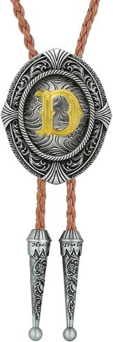 Btilasif Bolo Tie for Women Gold Initial Letter A-Z Leather Necktie Bolo Tie for Men Western Costume Cowboy Gifts in Saudi Arabia