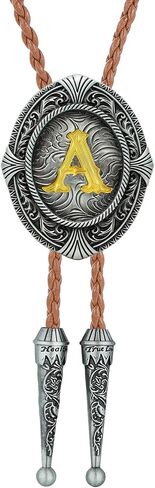 Btilasif Bolo Tie for Women Gold Initial Letter A-Z Leather Necktie Bolo Tie for Men Western Costume Cowboy Gifts in Saudi Arabia