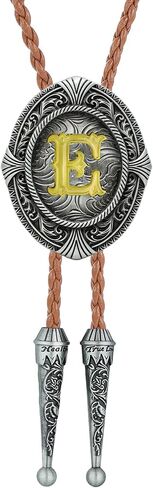 Btilasif Bolo Tie for Women Gold Initial Letter A-Z Leather Necktie Bolo Tie for Men Western Costume Cowboy Gifts in Saudi Arabia