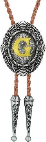 Btilasif Bolo Tie for Women Gold Initial Letter A-Z Leather Necktie Bolo Tie for Men Western Costume Cowboy Gifts in Saudi Arabia