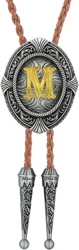 Btilasif Bolo Tie for Women Gold Initial Letter A-Z Leather Necktie Bolo Tie for Men Western Costume Cowboy Gifts in Saudi Arabia