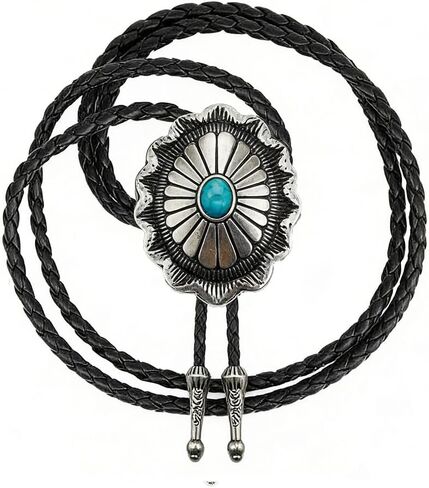 Utaly Bolo Tie for Men, Native American Oval Round Shape Western Cowboy Bola tie Handmade Turquoise Stone in Kuwait