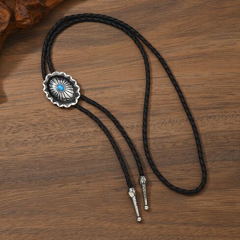Utaly Bolo Tie for Men, Native American Oval Round Shape Western Cowboy Bola tie Handmade Turquoise Stone in Kuwait