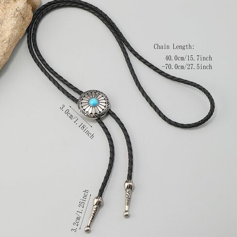 Utaly Bolo Tie for Men, Native American Oval Round Shape Western Cowboy Bola tie Handmade Turquoise Stone in Kuwait
