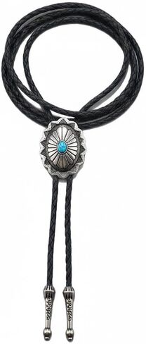 Utaly Bolo Tie for Men, Native American Oval Round Shape Western Cowboy Bola tie Handmade Turquoise Stone in Kuwait