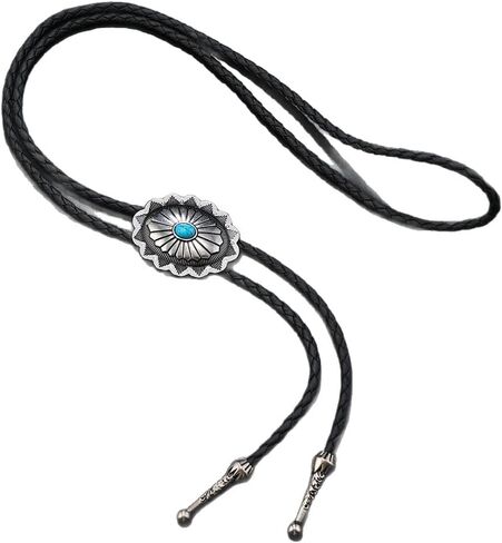 Utaly Bolo Tie for Men, Native American Oval Round Shape Western Cowboy Bola tie Handmade Turquoise Stone in Kuwait