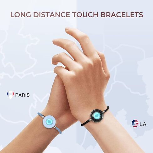 TOTWOO Long Distance Touch Bracelets for Couples, Vibration & Light up for Love Couples Bracelets | Long Distance Relationship Gifts for Girlfriend Bluetooth Pairing Jewelry in Saudi Arabia