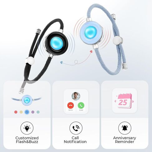 TOTWOO Long Distance Touch Bracelets for Couples, Vibration & Light up for Love Couples Bracelets | Long Distance Relationship Gifts for Girlfriend Bluetooth Pairing Jewelry in Saudi Arabia