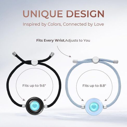 TOTWOO Long Distance Touch Bracelets for Couples, Vibration & Light up for Love Couples Bracelets | Long Distance Relationship Gifts for Girlfriend Bluetooth Pairing Jewelry in Saudi Arabia