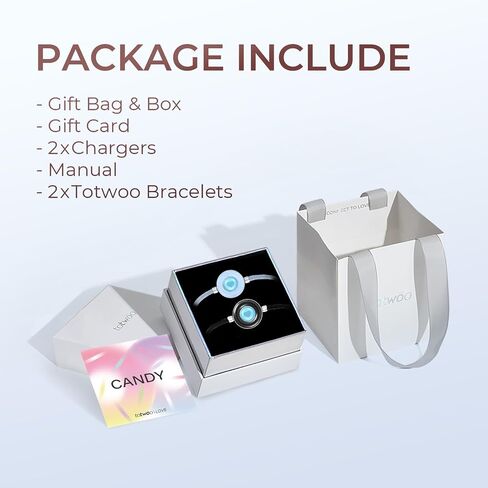TOTWOO Long Distance Touch Bracelets for Couples, Vibration & Light up for Love Couples Bracelets | Long Distance Relationship Gifts for Girlfriend Bluetooth Pairing Jewelry in Saudi Arabia