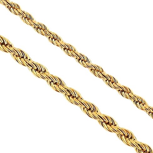 14K Solid Yellow Gold Twisted Rope Chain for Men & Women, Available in 1.5mm,2mm,3.2mm and 4.2mm Widths, 16"-36" Length Options in Saudi Arabia