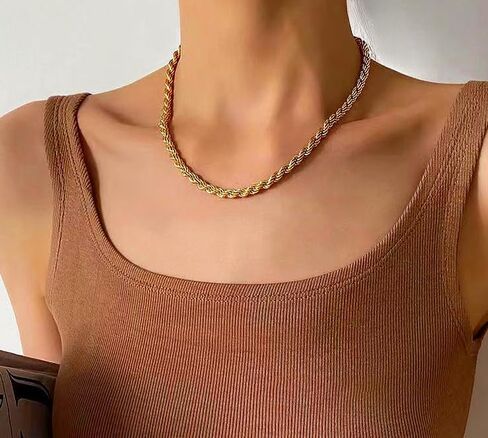 14K Solid Yellow Gold Twisted Rope Chain for Men & Women, Available in 1.5mm,2mm,3.2mm and 4.2mm Widths, 16"-36" Length Options in Saudi Arabia