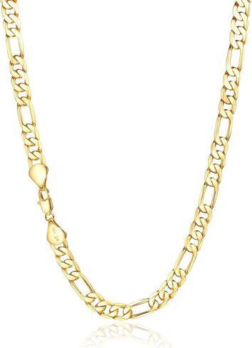 7mm Gold Figaro Link Chain Necklace for Men ＆ Women，14K Gold Chain Necklace for Women & Men Chains for Mens Figaro Chains Necklaces,Dainty Jewelry Gifts Size 18/20/ 22/ 24in in Kuwait