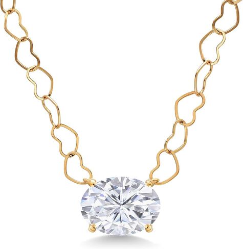 Gem Stone King 14K Yellow Gold Gemstone Birthstone Pendant Necklace for Women | Oval 9X7MM | With 18 Inch 14K Gold Heart Chain in Kuwait