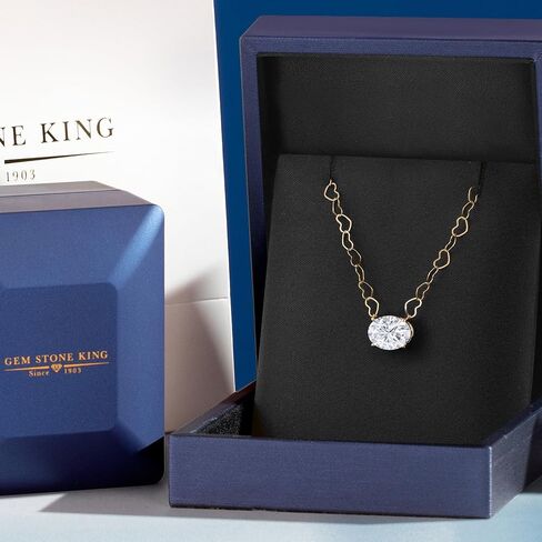 Gem Stone King 14K Yellow Gold Gemstone Birthstone Pendant Necklace for Women | Oval 9X7MM | With 18 Inch 14K Gold Heart Chain in Kuwait
