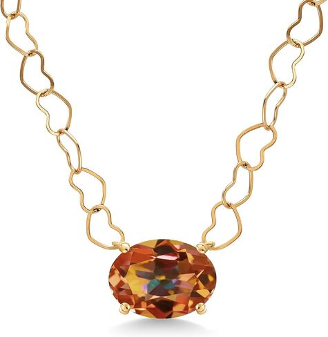 Gem Stone King 14K Yellow Gold Gemstone Birthstone Pendant Necklace for Women | Oval 9X7MM | With 18 Inch 14K Gold Heart Chain in Kuwait