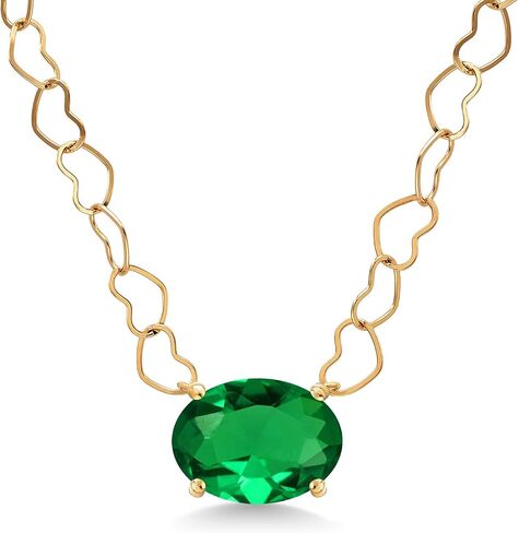 Gem Stone King 14K Yellow Gold Gemstone Birthstone Pendant Necklace for Women | Oval 9X7MM | With 18 Inch 14K Gold Heart Chain in Kuwait