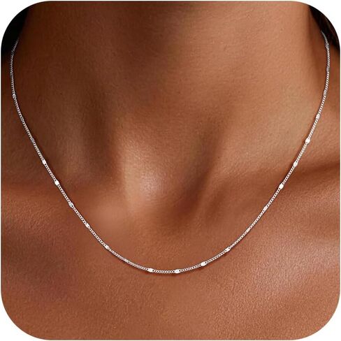 S925 Sterling Silver Chain Necklace for Women, 1.2mm Sparkle Disk Chain Necklace Smooth & Sturdy Women's Chains Necklaces 16 18 20 22 24Inch in Saudi Arabia