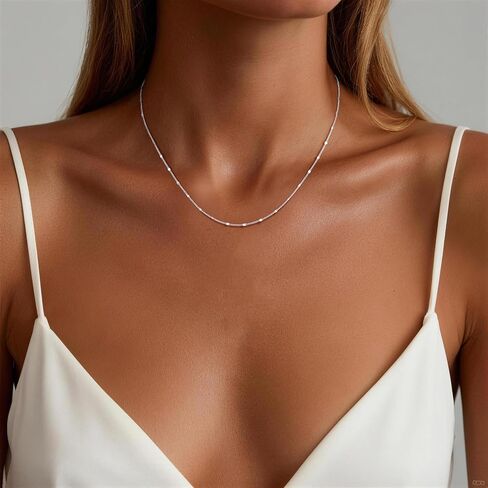 S925 Sterling Silver Chain Necklace for Women, 1.2mm Sparkle Disk Chain Necklace Smooth & Sturdy Women's Chains Necklaces 16 18 20 22 24Inch in Saudi Arabia