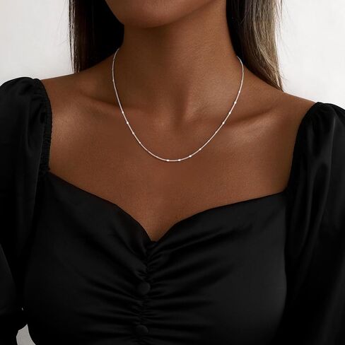 S925 Sterling Silver Chain Necklace for Women, 1.2mm Sparkle Disk Chain Necklace Smooth & Sturdy Women's Chains Necklaces 16 18 20 22 24Inch in Saudi Arabia