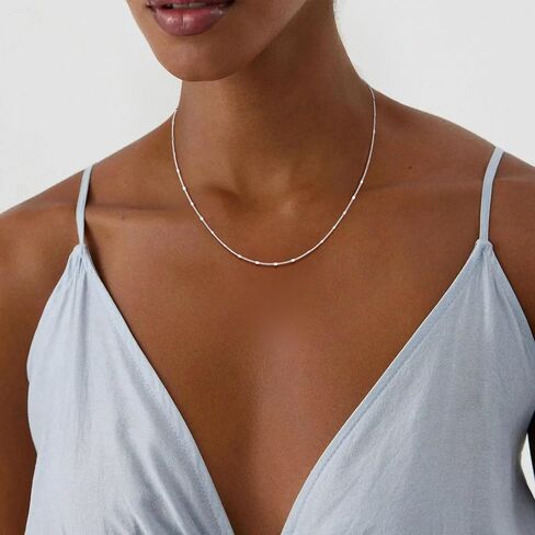 S925 Sterling Silver Chain Necklace for Women, 1.2mm Sparkle Disk Chain Necklace Smooth & Sturdy Women's Chains Necklaces 16 18 20 22 24Inch in Saudi Arabia