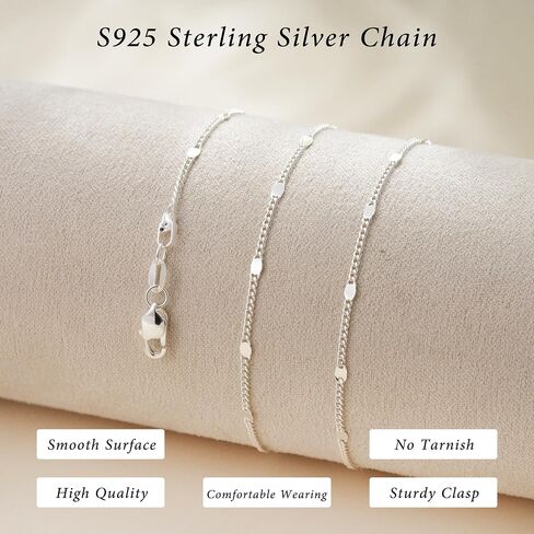 S925 Sterling Silver Chain Necklace for Women, 1.2mm Sparkle Disk Chain Necklace Smooth & Sturdy Women's Chains Necklaces 16 18 20 22 24Inch in Saudi Arabia