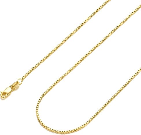 14K الذهب مربع سلسلة قلادة للنساء 14K القلائد الذهبية للنساء سلسلة ذهبية للمرأة وصلات مربعة صغيرة لسلاسل مربع صف سلس للرجال 14/16/18/20/22/24/26in in Kuwait