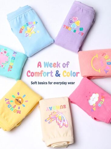 WELAKEN Girls' Underwear Tag-Free Soft Cotton Panties Briefs for Toddlers & Kids 7-Pack in Kuwait