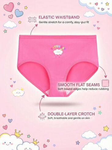 WELAKEN Girls' Underwear Tag-Free Soft Cotton Panties Briefs for Toddlers & Kids 7-Pack in Kuwait