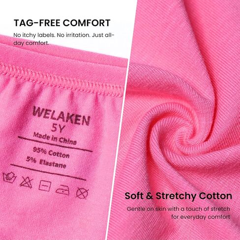 WELAKEN Girls' Underwear Tag-Free Soft Cotton Panties Briefs for Toddlers & Kids 7-Pack in Kuwait