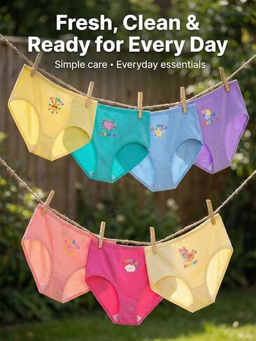 WELAKEN Girls' Underwear Tag-Free Soft Cotton Panties Briefs for Toddlers & Kids 7-Pack in Kuwait