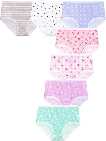 WELAKEN Girls' Underwear Tag-Free Soft Cotton Panties Briefs for Toddlers & Kids 7-Pack in Kuwait