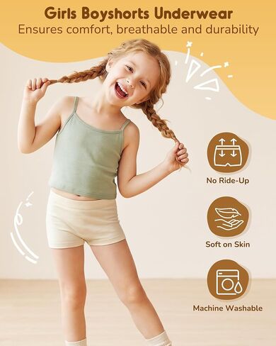 Phennie's Girls Boyshorts Underwear Soft Cotton Teen Girls Kids Briefs Safety Panties for Dress - Pack of 8 in Saudi Arabia
