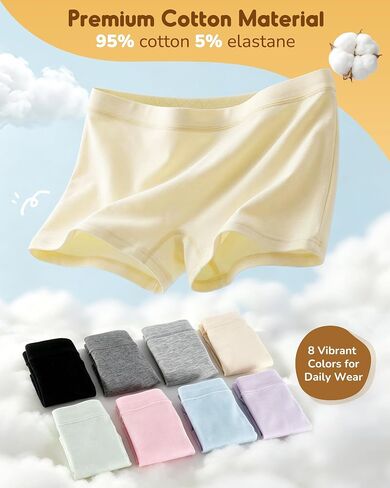 Phennie's Girls Boyshorts Underwear Soft Cotton Teen Girls Kids Briefs Safety Panties for Dress - Pack of 8 in Saudi Arabia