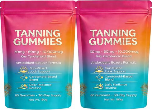 Skin Tanning Gummies – Antioxidant Beauty Gummies with Beta-Carotene & Lycopene, Supports Healthy-Looking Skin, Daily Routine, 60 Count (1pc) in Saudi Arabia